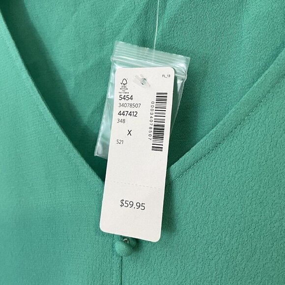 Flutter Sleeve Top Sz X Kelly Green Blouse Shirt Lightweight NWT In Every Story - Picture 3 of 11